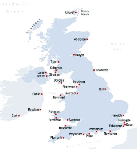 England Ferry Ports Map