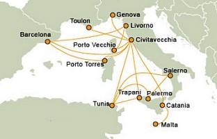 Grimaldi Lines Route Map